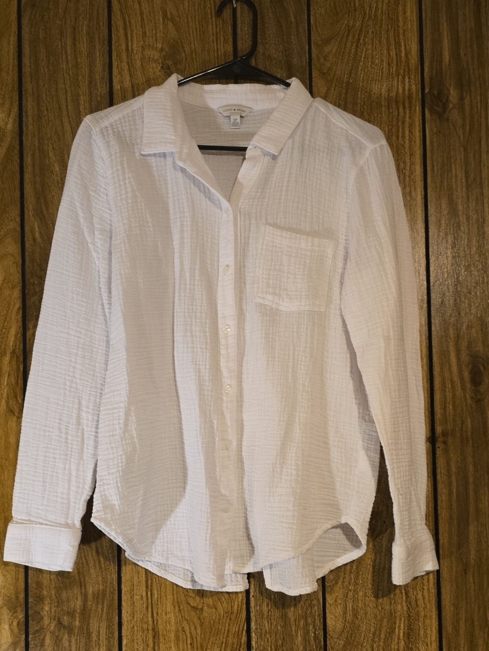 Lucky Brand White Gauze Button-Down Shirt